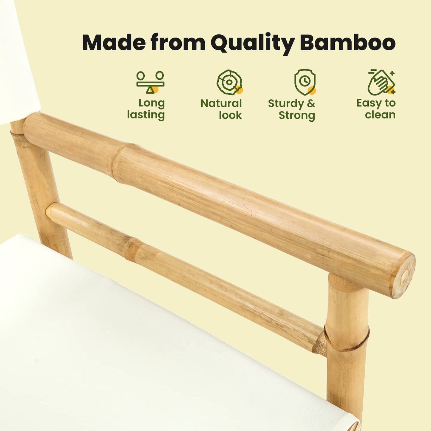 Folding Director's Chair 2 pcs Natural Bamboo