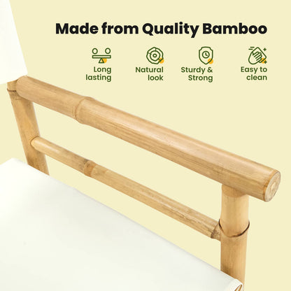 Folding Director's Chair 2 pcs Natural Bamboo