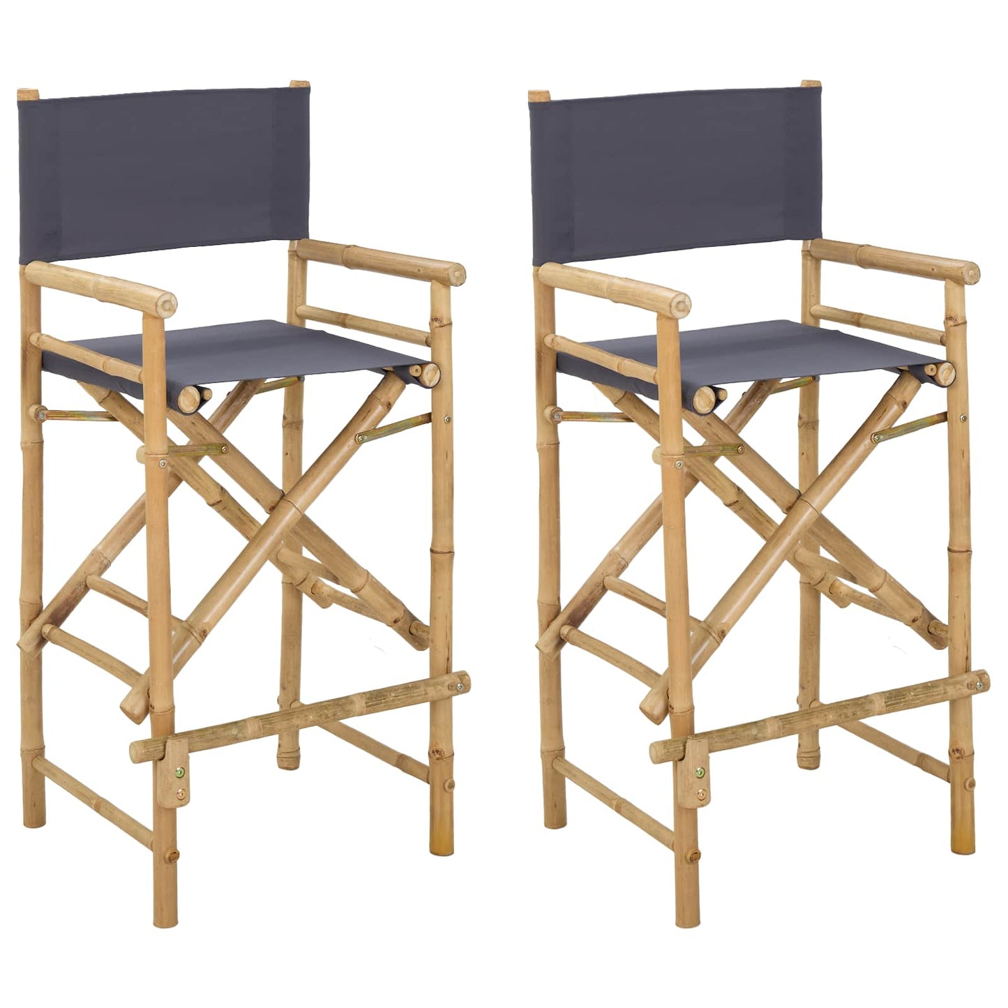 Folding Director's Chair 2 pcs Natural Bamboo