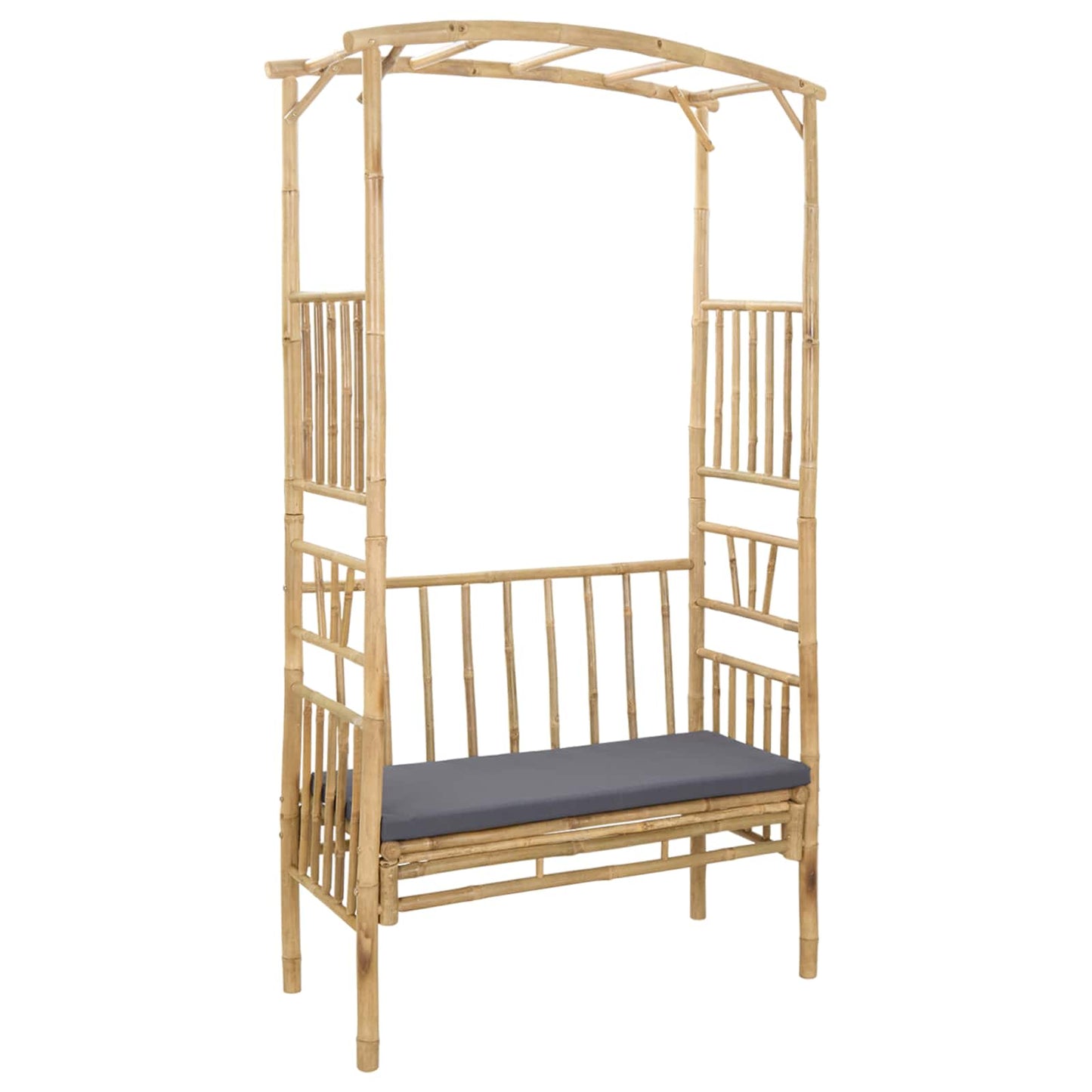 Garden Arch with Bench Dark Grey 115 x 50 x 205 cm Bamboo