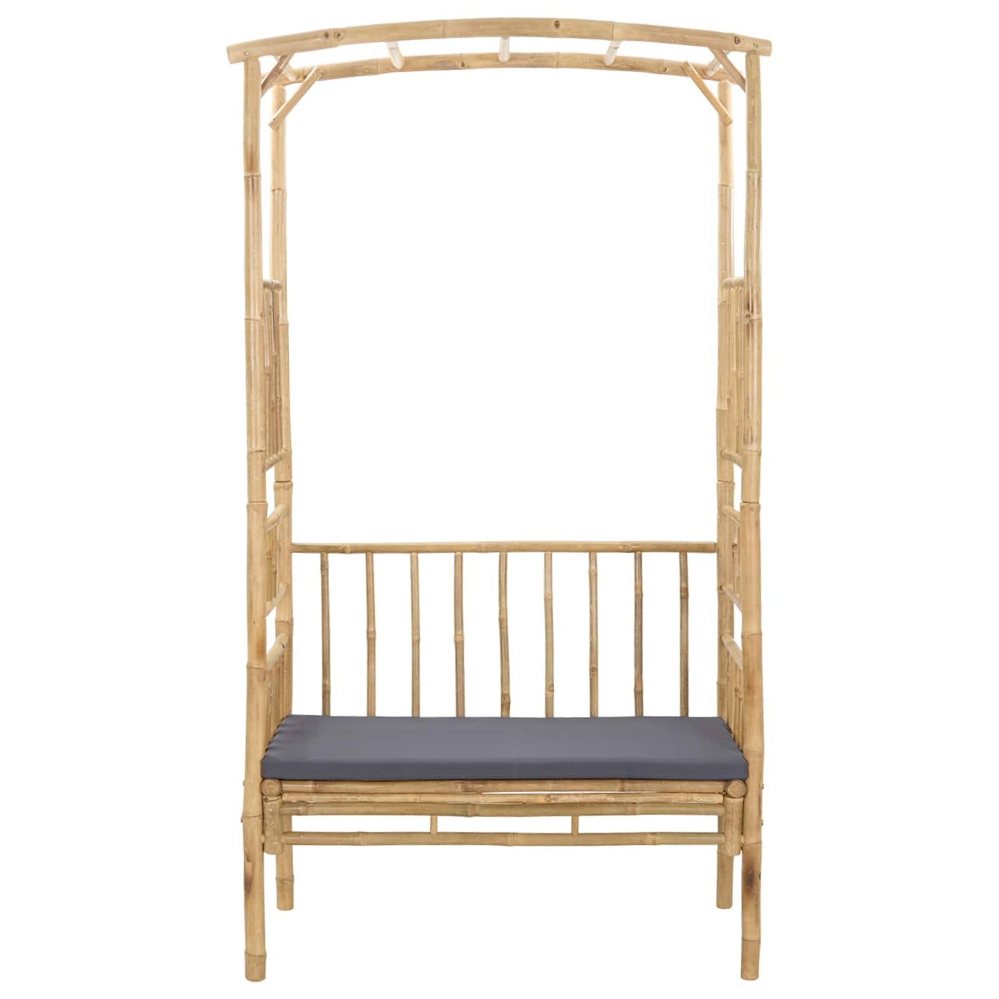 Garden Arch with Bench Dark Grey 115 x 50 x 205 cm Bamboo