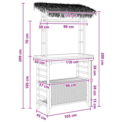 Outdoor Bar Table Natural 110 x 50 x 209 cm Bamboo