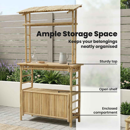 Outdoor Bar Table Natural 115 x 95 x 214 cm Bamboo