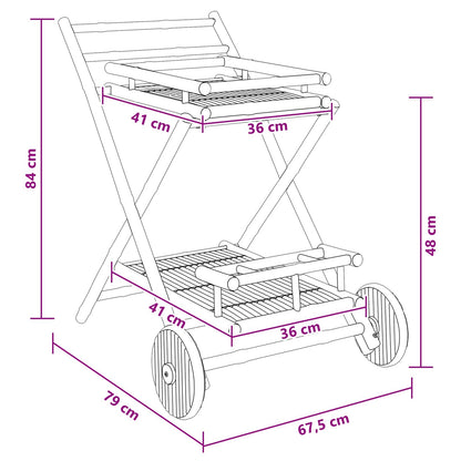 Tea Trolley with wheels Natural 79 x 67.5 x 84 cm Bamboo