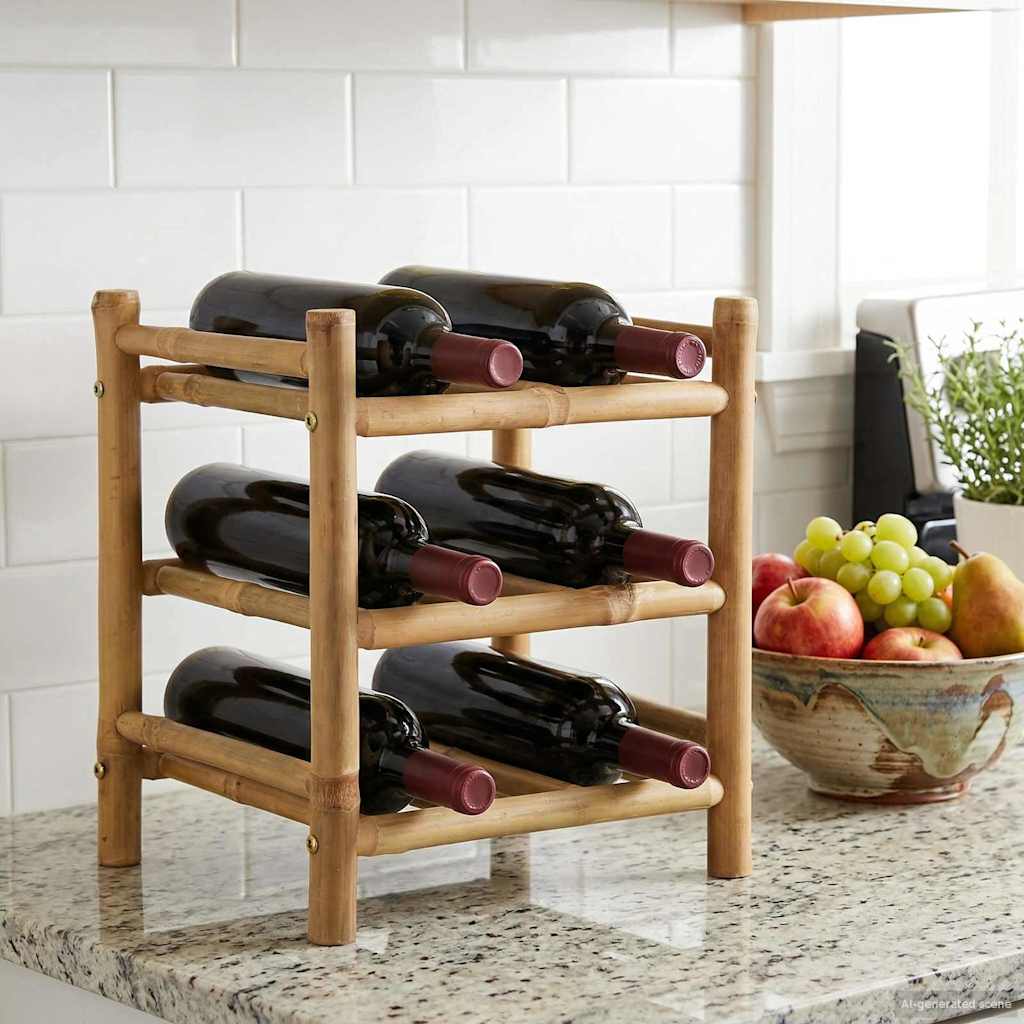 Wine Rack Natural 32.5 x 29.5 x 36 cm Bamboo
