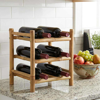 Wine Rack Natural 32.5 x 29.5 x 36 cm Bamboo