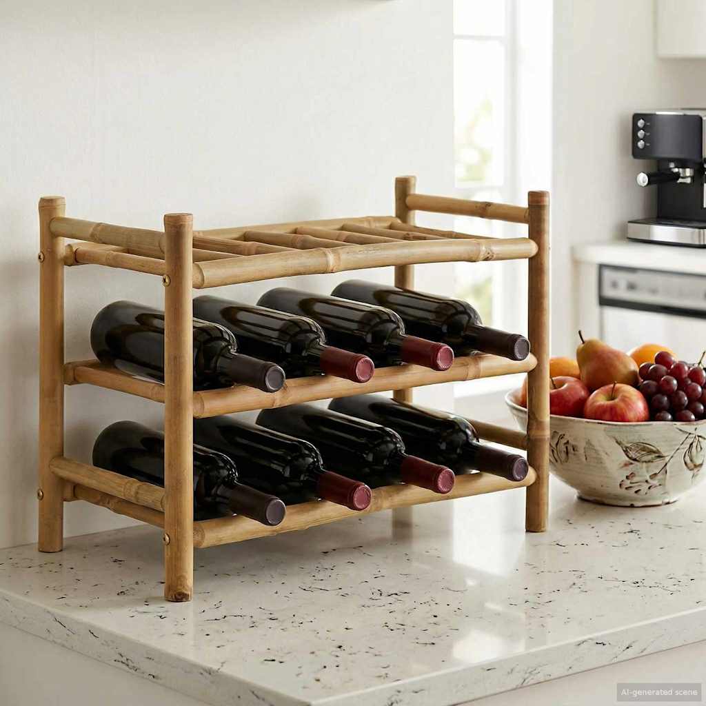Wine Rack Natural 57 x 29.5 x 36 cm Bamboo