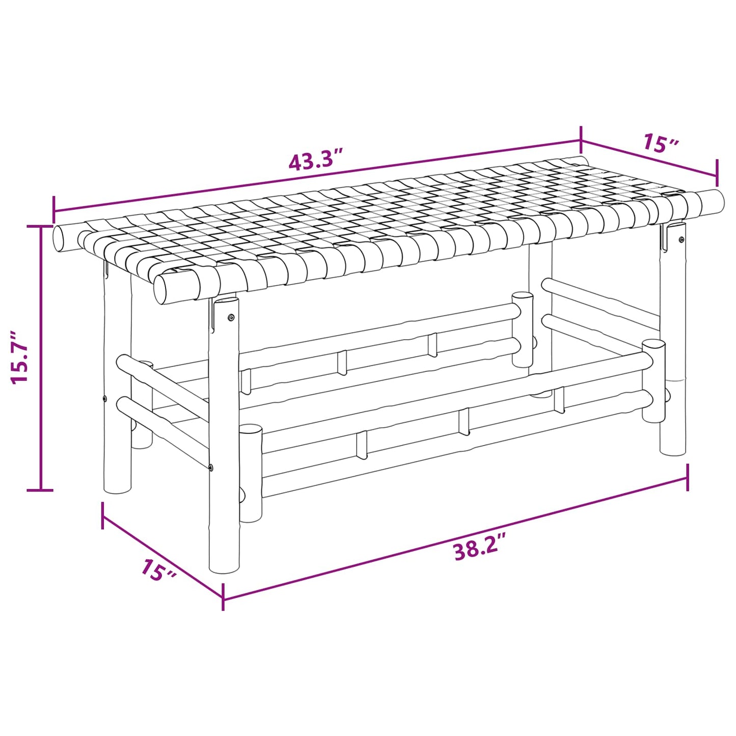 Garden Bench 110 x 38 x 40 cm Bamboo Natural Rectangular