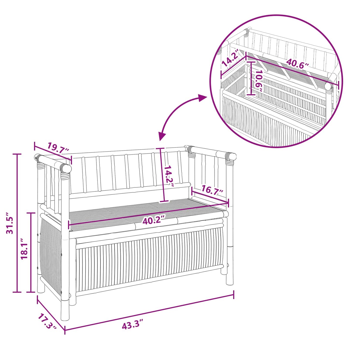 Garden Storage Bench 110 x 47 x 80 cm Bamboo Natural