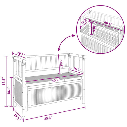 Garden Storage Bench 110 x 47 x 80 cm Bamboo Natural