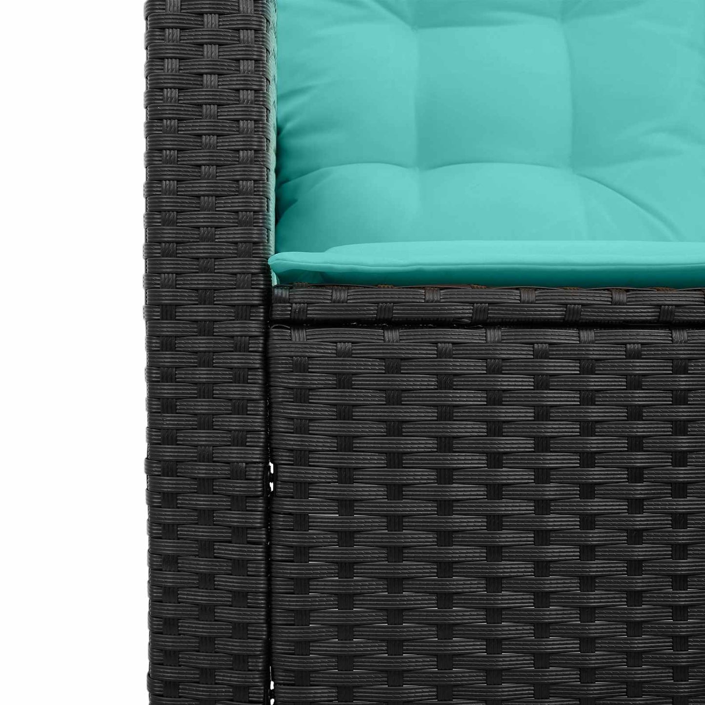 Garden Sofa with Cushion 2 pcs Black and Turquoise Poly rattan