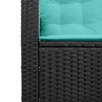 Garden Sofa with Cushion 2 pcs Black and Turquoise Poly rattan