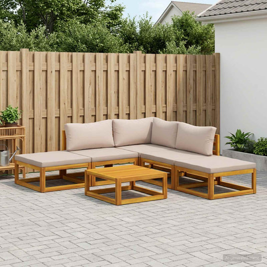 Sofa Set 6 pcs Natural Solid Acacia Wood