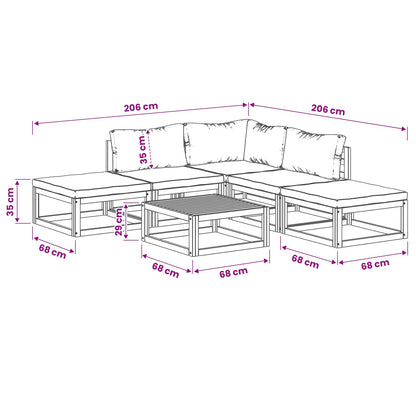 Sofa Set 6 pcs Natural Solid Acacia Wood