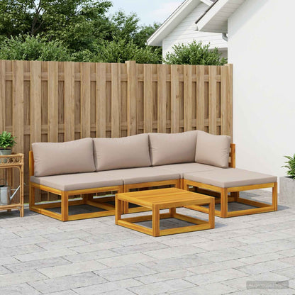Sofa Set 5 pcs Natural Solid Acacia Wood