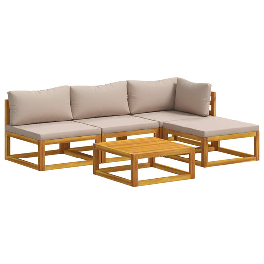 Sofa Set 5 pcs Natural Solid Acacia Wood