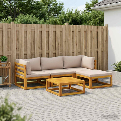 Sofa Set 5 pcs Natural Solid Acacia Wood