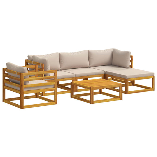 Sofa Set 6 pcs Natural Solid Acacia Wood