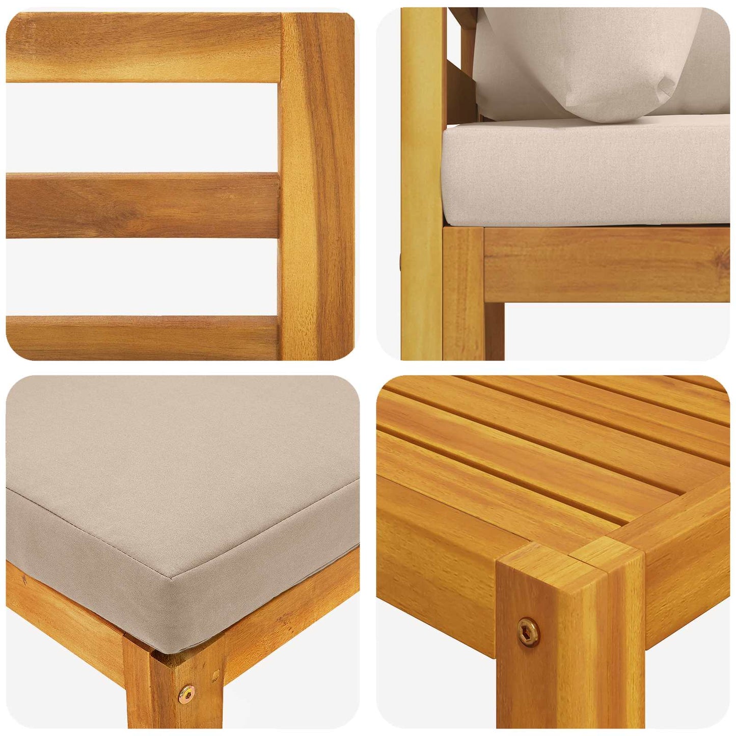 5 Piece Garden Lounge Set Modular Natural Solid Acacia Wood