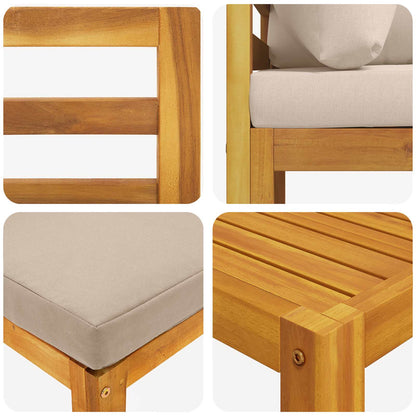 5 Piece Garden Lounge Set Modular Natural Solid Acacia Wood