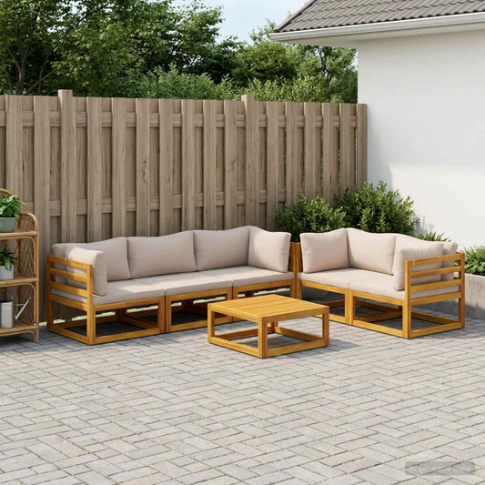Sofa Set 6 pcs Natural Solid Acacia Wood