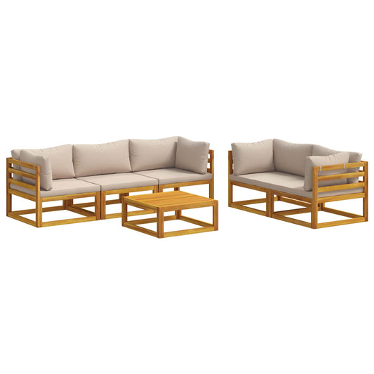 Sofa Set 6 pcs Natural Solid Acacia Wood