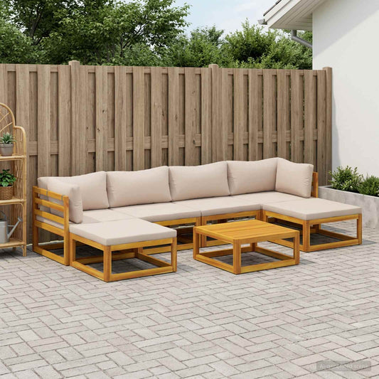 Sofa Set 7 pcs Natural Solid Acacia Wood