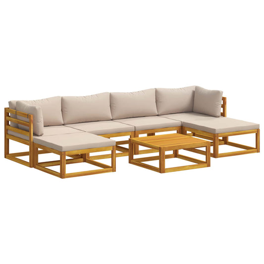 Sofa Set 7 pcs Natural Solid Acacia Wood
