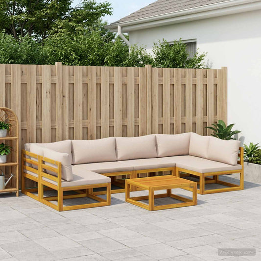 Sofa Set 7 pcs Natural Solid Acacia Wood