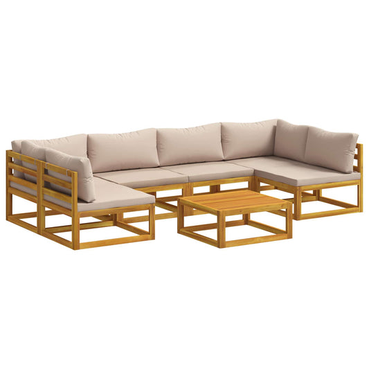 Sofa Set 7 pcs Natural Solid Acacia Wood