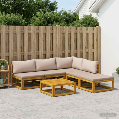 Sofa Set 6 pcs Natural Solid Acacia Wood