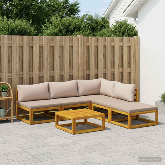 Sofa Set 6 pcs Natural Solid Acacia Wood