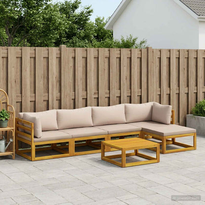 Sofa Set 6 pcs Natural Solid Acacia Wood