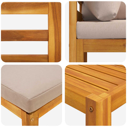 Sofa Set 5 pcs Natural Solid Acacia Wood