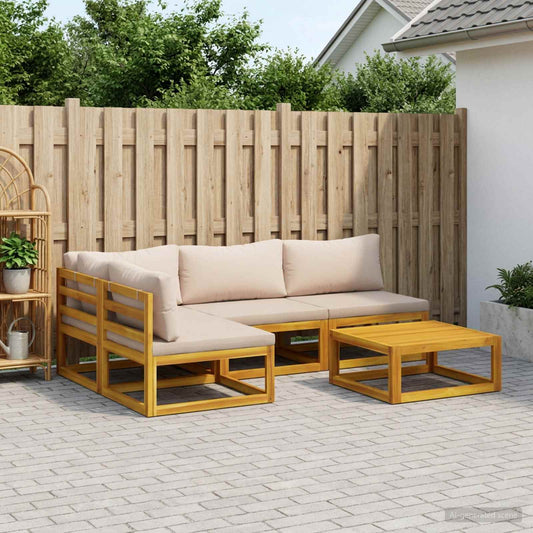 Sofa Set 5 pcs Natural Solid Acacia Wood