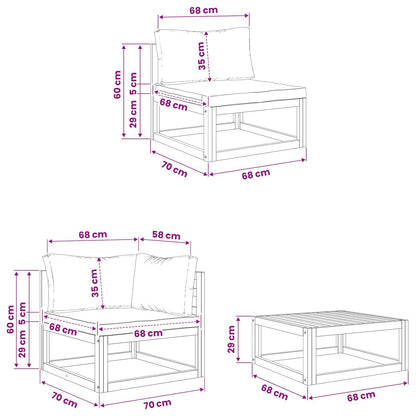 Sofa Set 5 pcs Natural Solid Acacia Wood