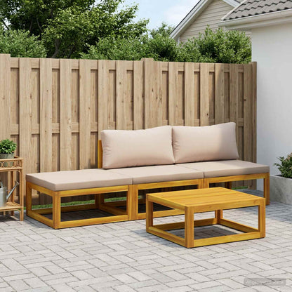 Sofa Set 4 pcs Natural Solid Acacia Wood