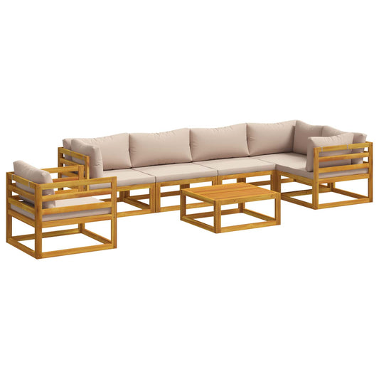 Sofa Set 7 pcs Natural Solid Acacia Wood