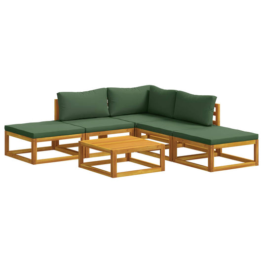 Sofa Set 6 pcs Natural Solid Acacia Wood