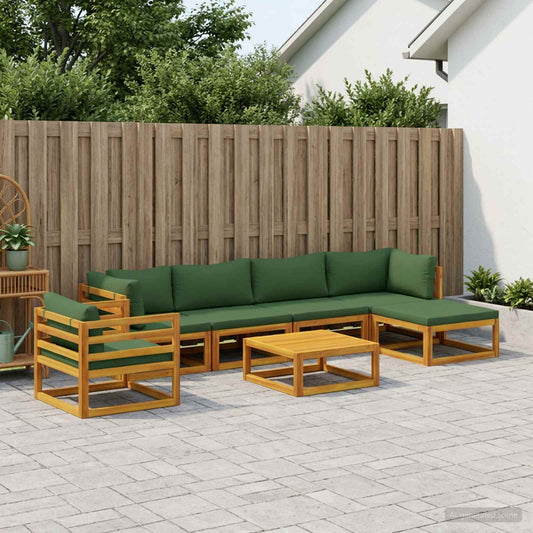 Sofa Set 7 pcs Natural Solid Acacia Wood