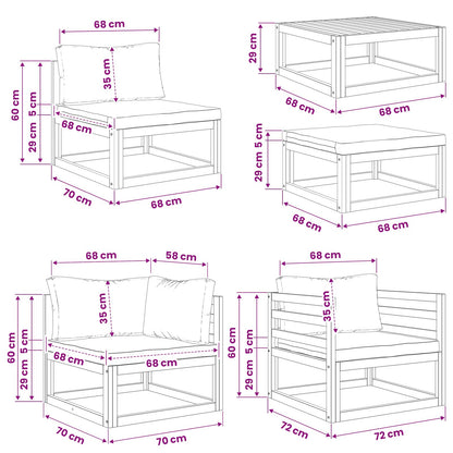 Sofa Set 7 pcs Natural Solid Acacia Wood