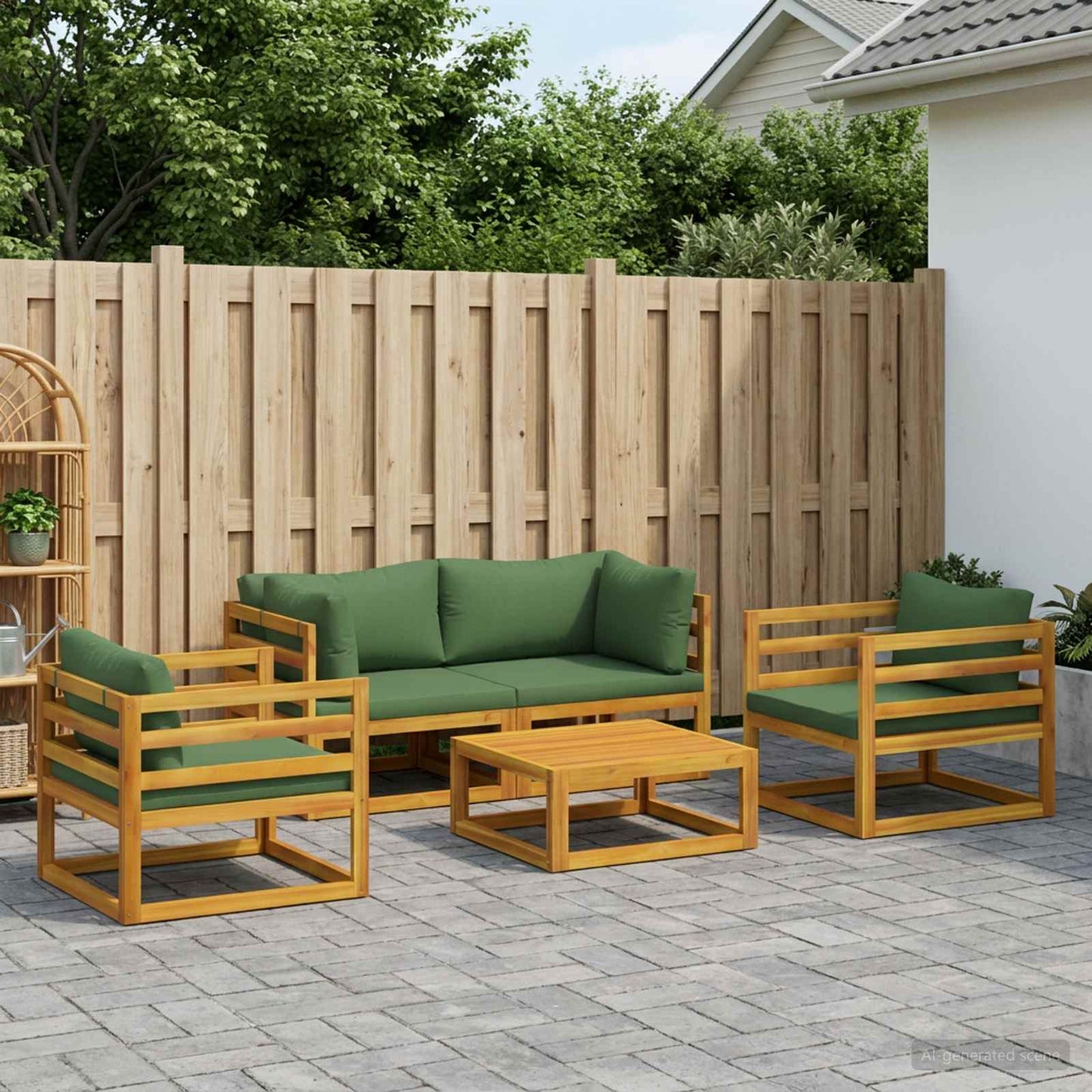 5 Piece Garden Lounge Set Modular Natural Solid Acacia Wood