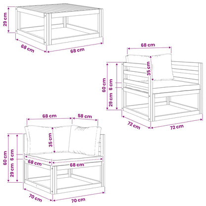 5 Piece Garden Lounge Set Modular Natural Solid Acacia Wood