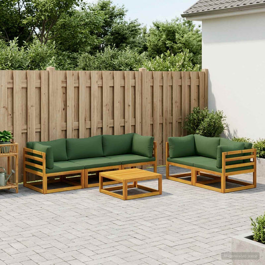Sofa Set 6 pcs Natural Solid Acacia Wood