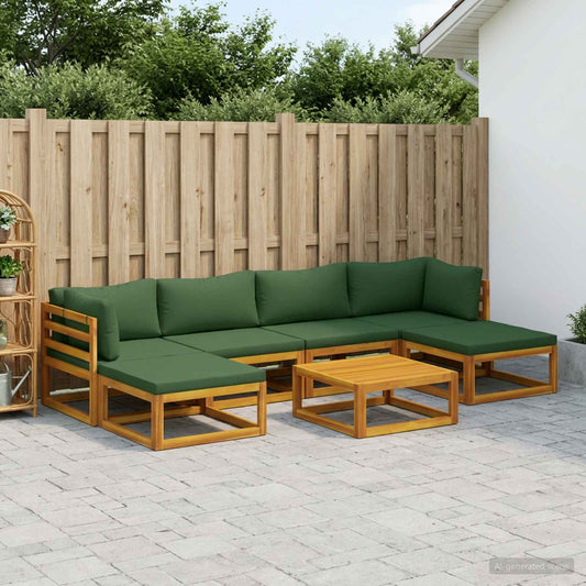 Sofa Set 7 pcs Natural Solid Acacia Wood