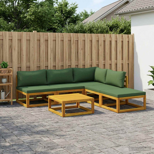 Sofa Set 6 pcs Natural Solid Acacia Wood