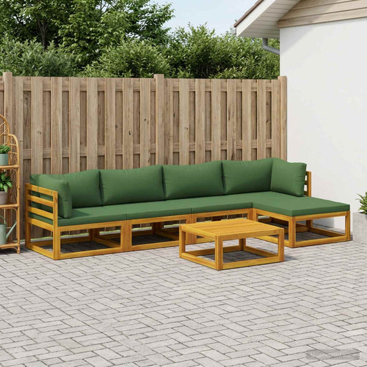 Sofa Set 6 pcs Natural Solid Acacia Wood