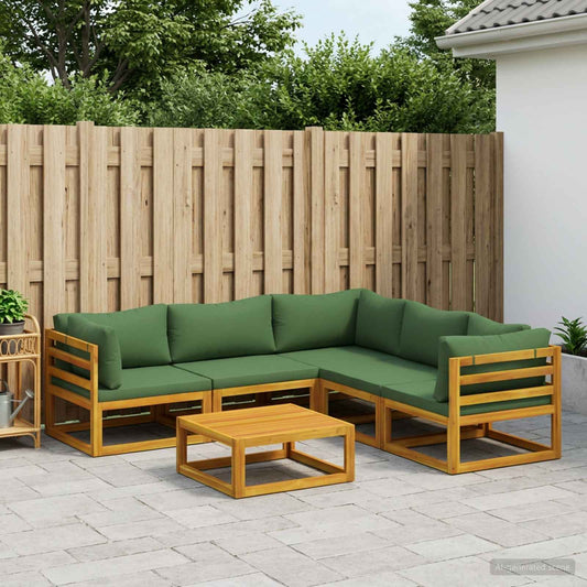 Sofa Set 6 pcs Natural Solid Acacia Wood