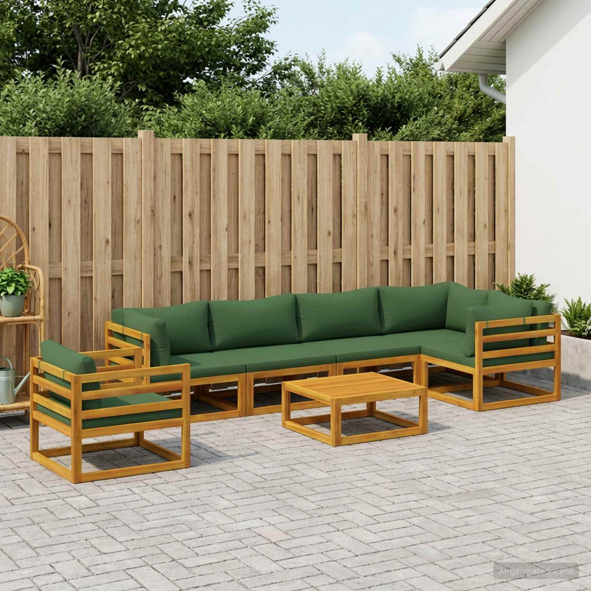 Sofa Set 7 pcs Natural Solid Acacia Wood
