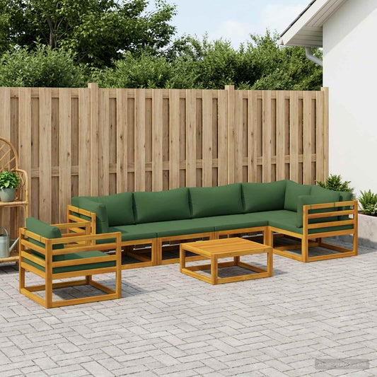 Sofa Set 7 pcs Natural Solid Acacia Wood